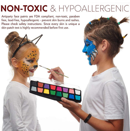 Face Paint Kit – Easy to Apply & Remove – Dermatologically Tested – Water Activated – Non-Toxic & Hypoallergenic – Professional Face Painting Kit for Kids & Adults