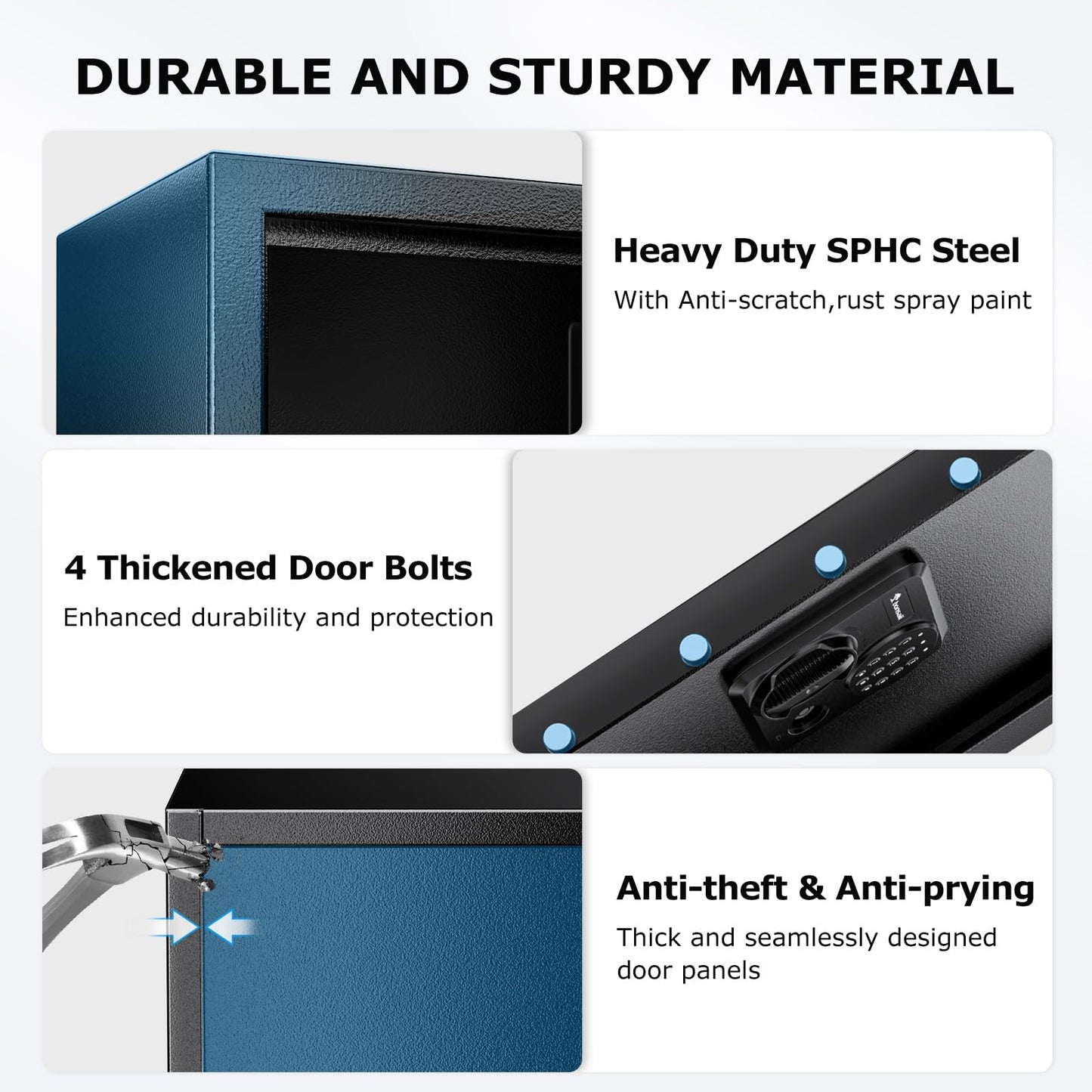 Bonsaii Large Safe Box with Fireproof Bag,2.5 Cubic Feet for home security with Electronic Keypad and Removable Shelf,Document Safe for Home,Money,Cash,Jewelry,15.7"Wx15"Dx21.7"H