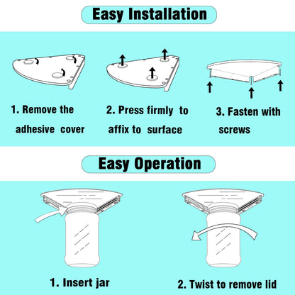 GOLDTREE Latest Stainless Steel Jar Openers for Seniors, Under Cabinet Jar Opener Tool for Weak Hands, Under Counter Jar Lid Cap Opener, Easy Grip