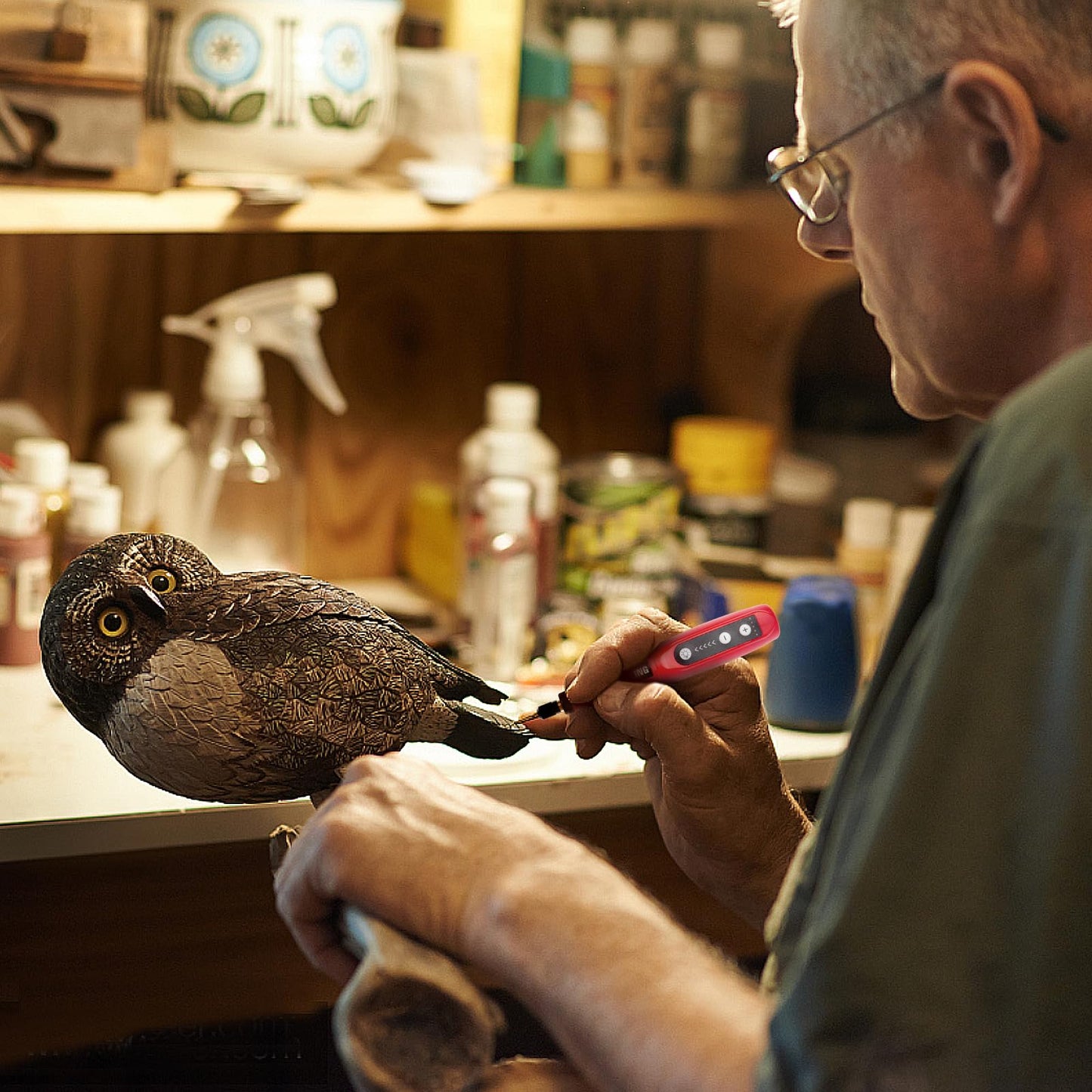 CHOKMAX Cordless Rotary Tool Kit, 3.7V Mini Grinder with 5 Variable Speed, Front LED Work Light, 42pcs Accessories Electric Multi-Tool for Polishing, Cleaning and Engraving