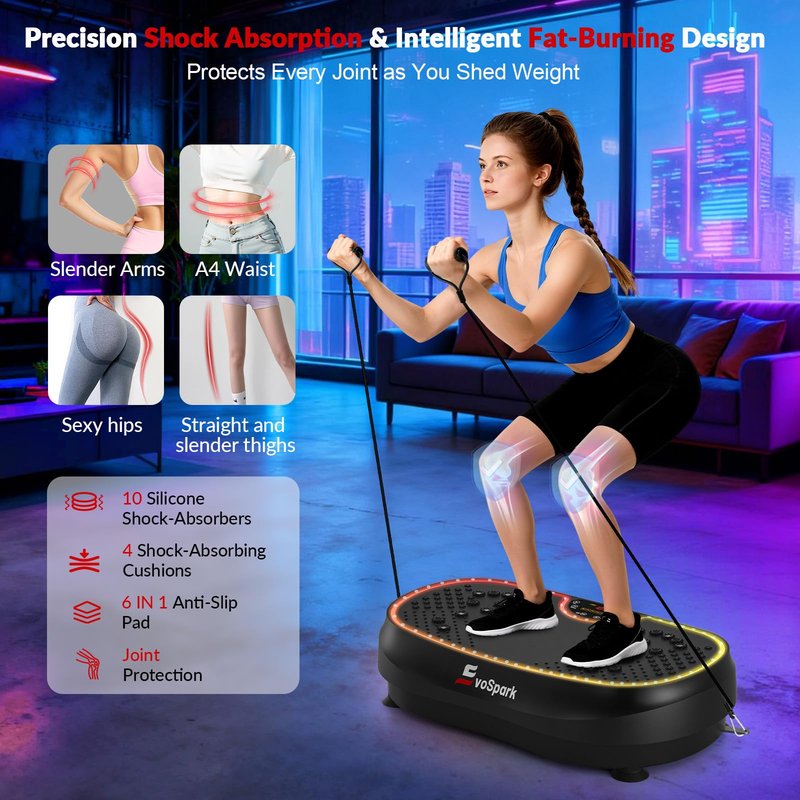 3D Plus Vibration Plate Exercise Machine, Full Body Vibrating Platform for Strength Toning & Fat Loss with 199 Adjustable Speeds, Atmosphere Lights, Shaker Workout Equipment for Women Men Home Gym