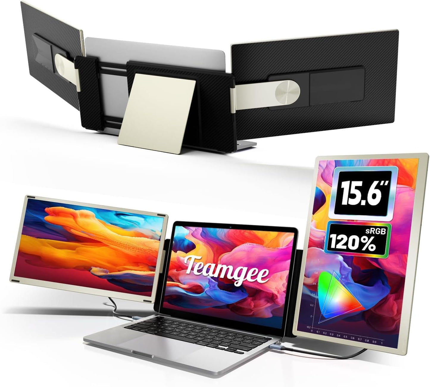Teamgee S1 Dual Laptop Screen Extender — 14” FHD IPS Portable Monitor for 13–17” Laptops, USB-C/HDMI Plug & Play, Compatible with Windows, macOS & Android, Perfect for Hybrid Work & Travel