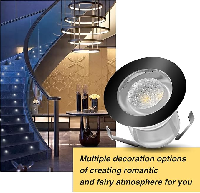 Low Voltage LED Deck Light Kit Stainless Steel Waterproof Recessed Wood Decking Stairs Garden Yard Patio Decor Lamp Outdoor Black Border LED Lighting (Warm White, 30pcs)