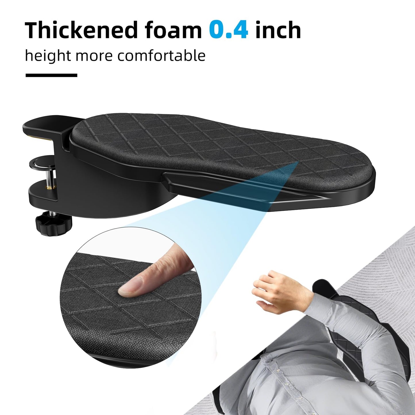 Ergonomics Desk Extender Tray, Table Mount Arm Wrist Rest Shelf, 90° Foldable Elbow Arm Support,Foldable, 180° Swivel, Computer Desk Extender Tray for Home and Office (Folding and Rotating)