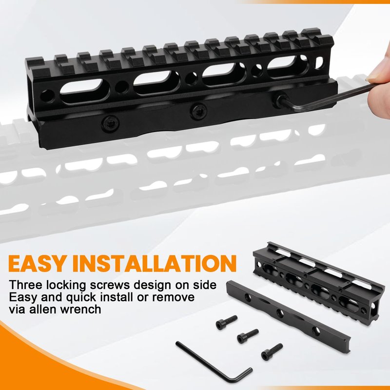 PUKESI 13 Slots Picatinny Rail Riser Mount, 1" High Profile Picatinny Riser Mount Short Pic Rails Accessories for Optic Red Dot Risers, with See-Through Design