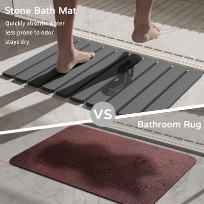 Foldable Stone Bath Mat, Quick Dry Stone Drying Mats for Bathroom, Super Absorbent Bath Stone Mat, Non Slip, Large Diatomaceous Earth Dish Drying Mats for Kitchen Counter 23.5 x 15.4in, Dark Gray
