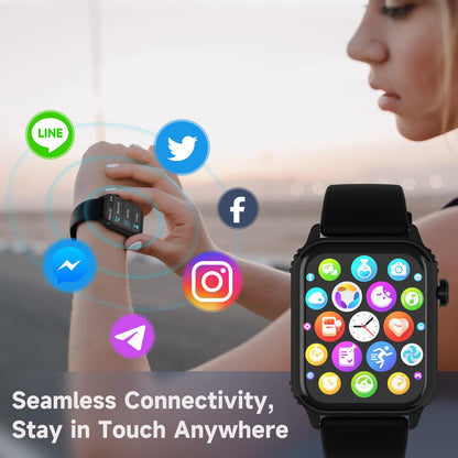 TRAUSI Smart Watches for Women Men, 1.83" HD Smartwatch with 120 Sports Modes, IP67 Waterproof, Bluetooth Call and Music Control；Heart Rate and Sleep Monitor (Black)