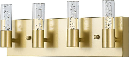Bathroom Vanity Light Fixtures Over Mirror Brushed Golden Finish Coating, 4 Light Vanity Lights, Wall Sconces Fixture Vanity Lighting for Bathroom