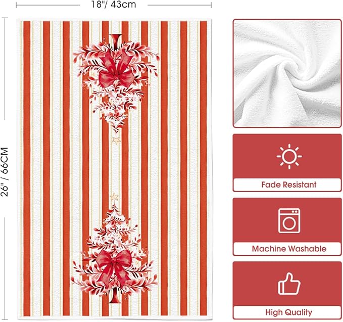 Artoid Mode Red Porcelain Ornaments Xmas Tree Christmas Kitchen Towels Dish Towels, 18x26 Inch Farmhouse Holiday Winter Decoration Cleaning Set of 4