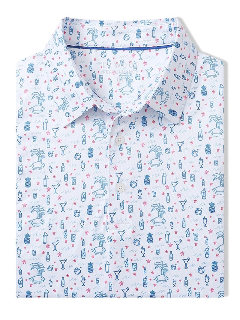 DTWOOO Men's Golf Shirts Short Sleeve Print Performance Moisture Wicking Dry Fit Golf Polo Shirts for Men