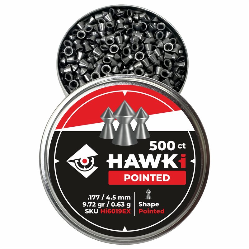 Hawki Airgun Pellets .177cal/4.5mm Caliber (9.72gr/0.63 g) 500 ct Hi6019EX Pointed
