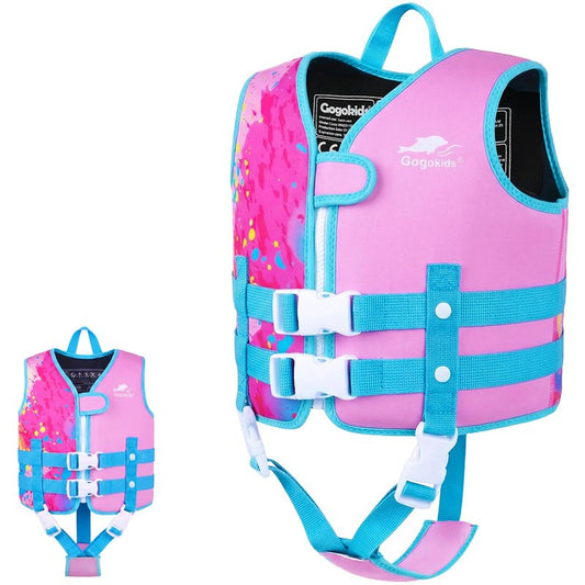 Gogokids Swim Vest for Toddler & Kid 1-2-3-4-5, Adjustable Buoyancy Swimming Vest for Kid Learn to Swim, Toddler Floaty with Removeable Floats and Dual Safety Straps Buoyancy Aid for Pool Beach Puddle