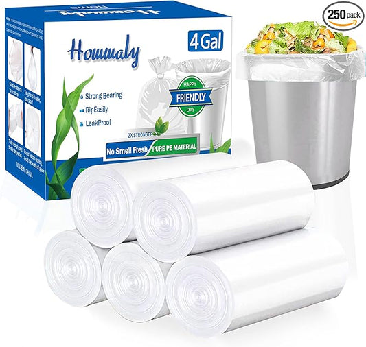 4 gallon trash can liners, Small clear Garbage Bags, Extra Strong 4 Gal Trash