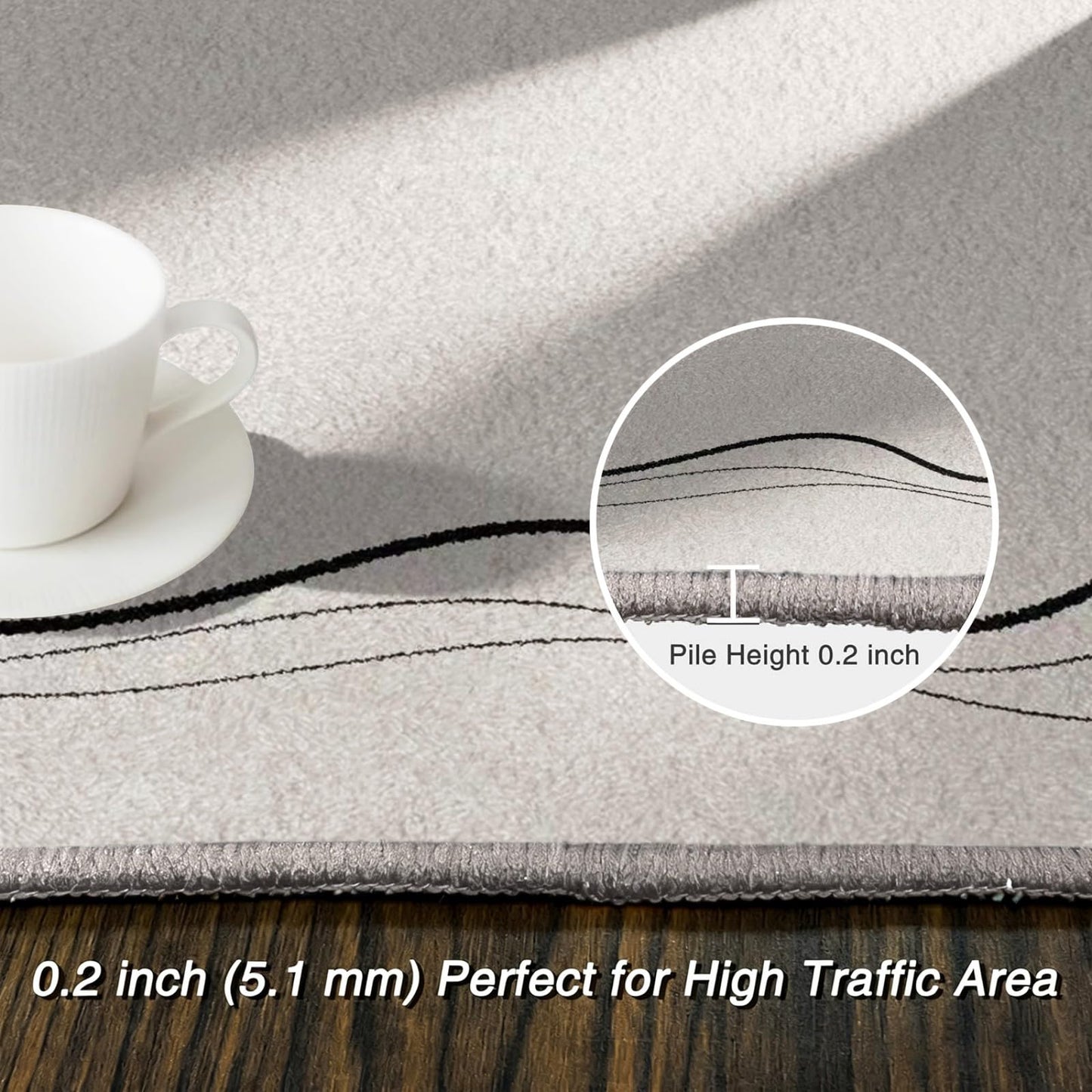 ZLXMN Washable Off-White Irregular Rug 3x4ft Indoor Soft Thin Plush Abstract Shaped Rug Unique Designer Simple Anti-Slip Carpet Suitable for Living Room Bedroom Lounge Area Home Decor