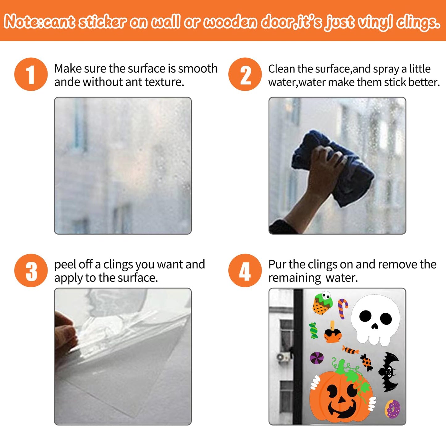 6 Pcs Window Clings - Halloween Decorations With Cute Pumpkin Ghost Stickers and Decals for Party