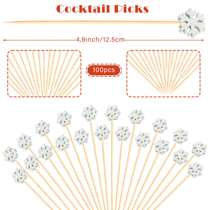 100pcs Red Heart Cocktail Picks 4.7" Long Fruit Sticks Food Toothpicks Sandwich Appetizer Charcuterie Skewers, Handmade of Bamboo Wood, for Birthday, Wedding, Valentines Day Decoration Party Supplies