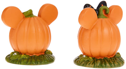 Department 56 Disney Village Halloween Accessories Pumpkintown Mickey and Minnie Mouse Topiaires Figurine Set, 1.75 Inch, Multicolor