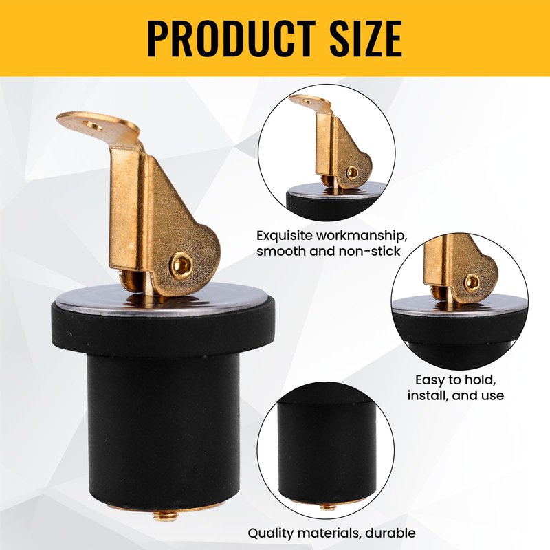Fukaisu 2pcs Brass Boat Drain Plugs, 3/4 Inch Deck and Baitwell Bait Well Plug with Snap Handle Livewell Live Well Drain Plug for Marine Kayak Yacht Fishing Boating Boats Accessories