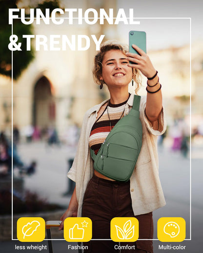 Tuwubi Crossbody Bags for Women, Sling Bag for Men, Small Hiking Backpack Anti Theft Lightweight for Outdoors Travel (M, Black)