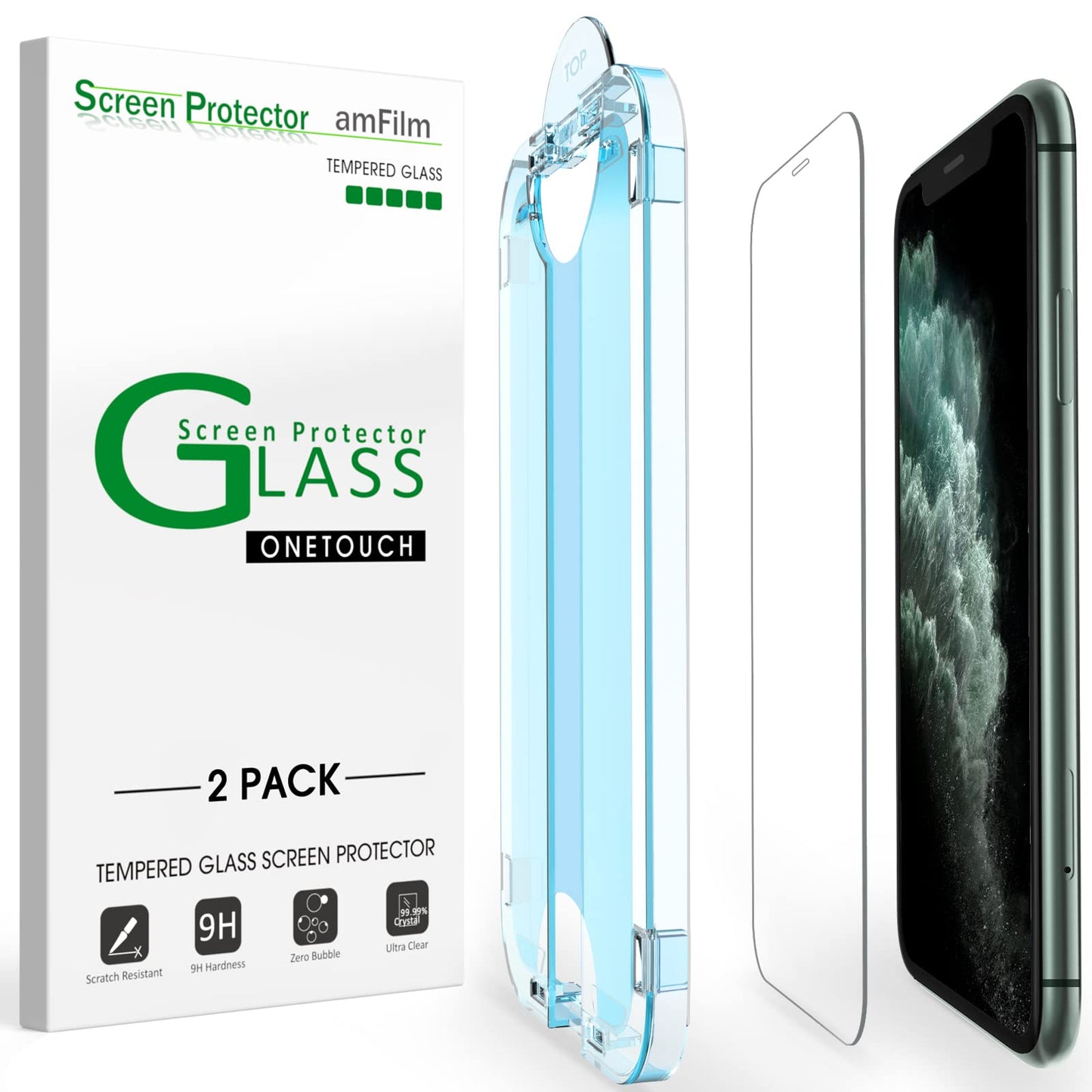 amFilm Auto-Alignment OneTouch for iPhone 16 [6.1''] Screen Protector + Camera Lens Protector, Tempered Glass, 30 seconds Installation, Bubble Free, Case Friendly, Anti-Scratch [2+2 Pack]