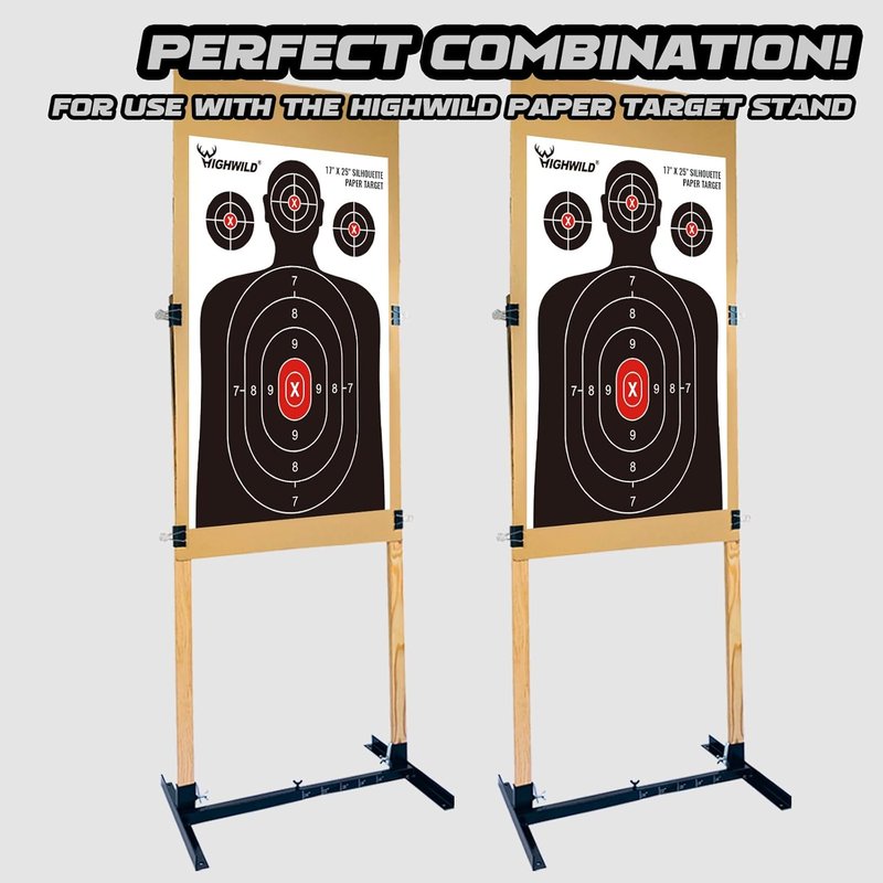Highwild Shooting Range Silhouette Paper Target - 17x25 Inch | Ideal for Handguns, Rifles, Airguns, BB Guns