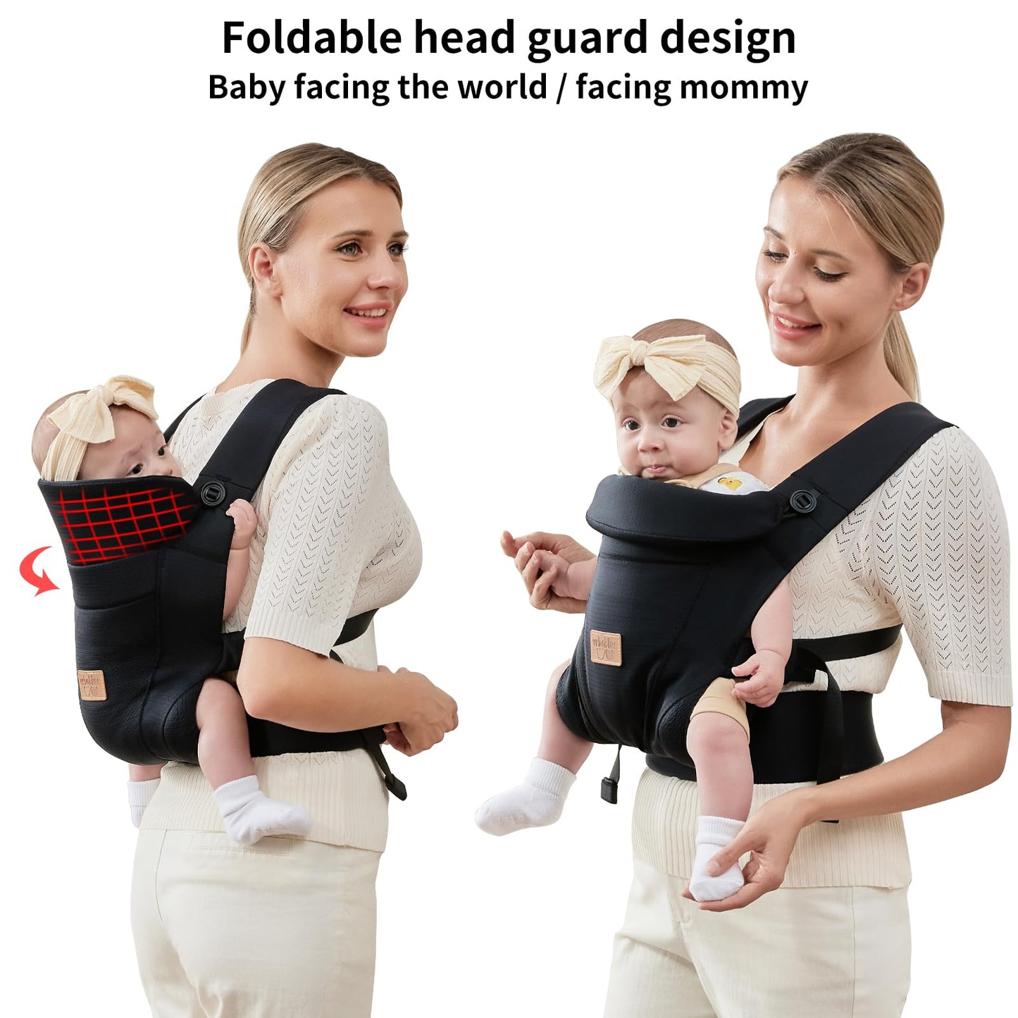 vrbabies Baby Carrier from Newborn, Ice Silk Baby Sling with Adjustable Belt & 3D Breathable Mesh, Face-in and Face-Out Front and Back Carry for Newborns and Older Babies 4-15kg Bl-Belt
