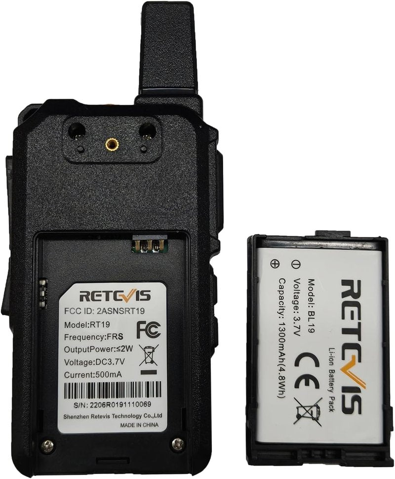 Retevis RT19 Walkie Talkie - Long Range 2 Way Radio with Earpiece & Mic | Compact Mini Design for Outdoor Use (4 Pack)