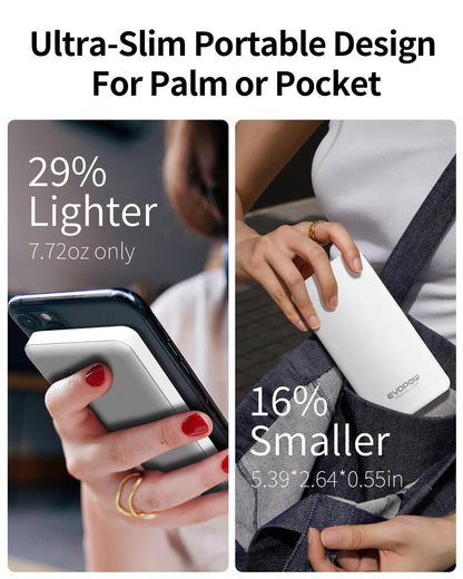 2-Pack Portable Charger, Slimmer 10000mAh 15W Power Bank, USB C in&Out Fast Charging Battery Pack, External Portable Power Bank for iPhone 16 15 14 13 12 iPad Airpods Samsung S23 S22 Pixel etc