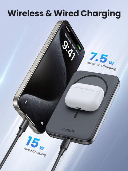 UGREEN Magnetic Power Bank,5,000mAh Wireless Portable Charger, PD 20W Fast Charging Battery Pack with USB-C for Magsafe, iPhone 17/17 Air/17 Pro/17 Pro Max, iPhone 16/15/14/13/12 Series