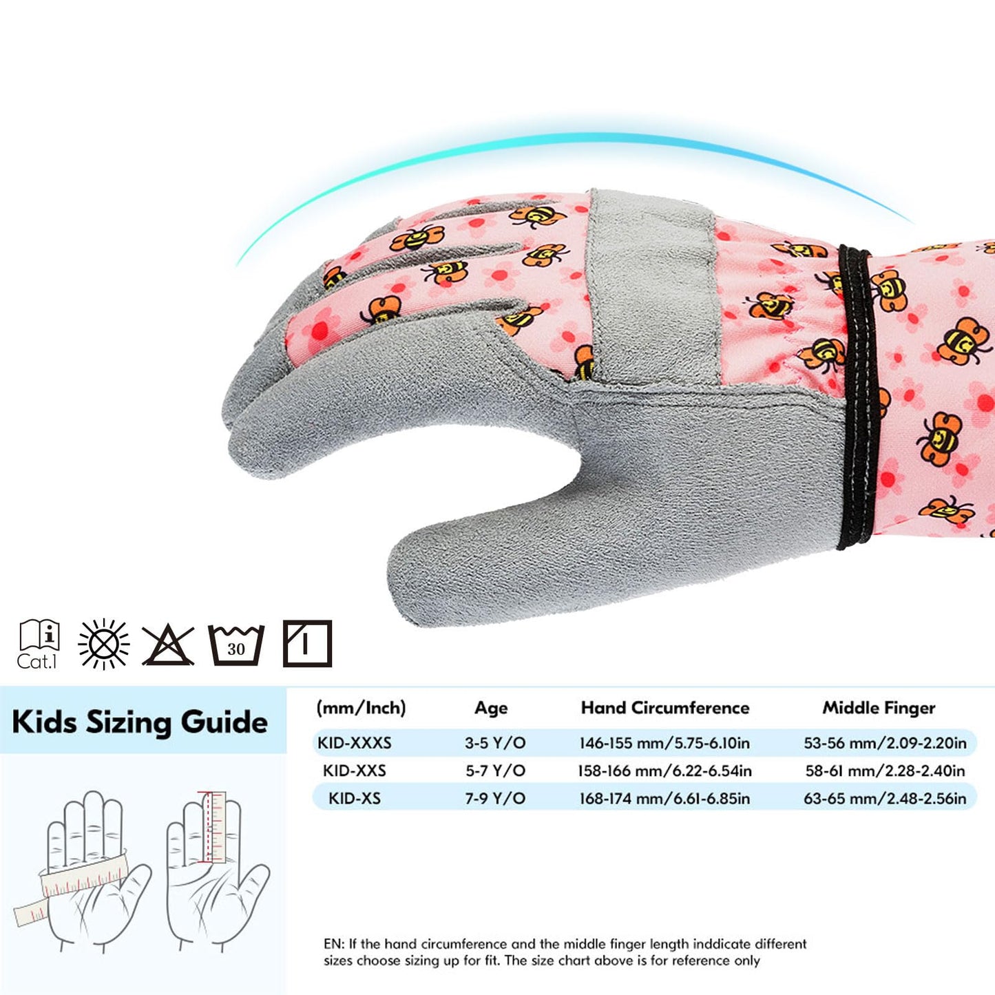 Vgo... 3 Pairs Kids Gardening Gloves Ages 3-9 | Breathable Yard Work Gloves | Outdoor Play, Cycling & DIY Safety Gloves, Machine Washable (3 Pairs, Size XS, Pink, KID-MF3561)