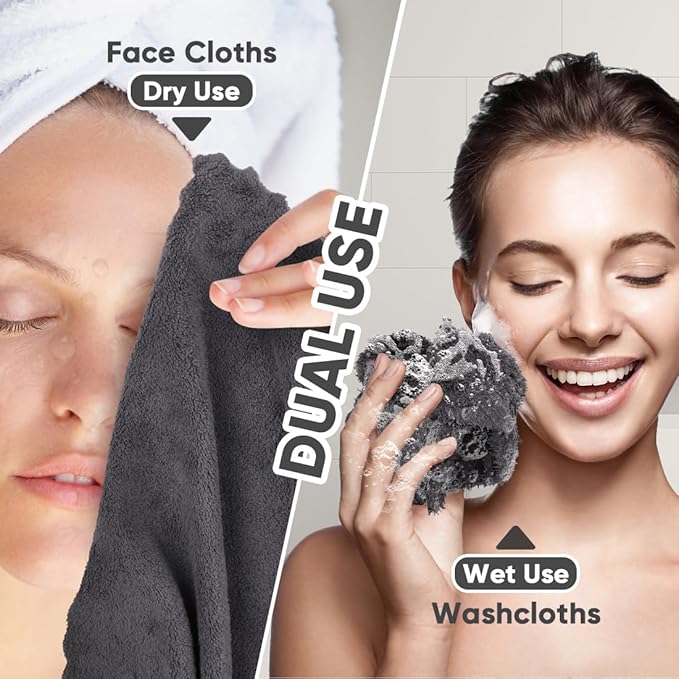 Orighty Washcloths 48 Pack, Ultra Soft Face Cloths 12 x 12 inch, Absorbent &