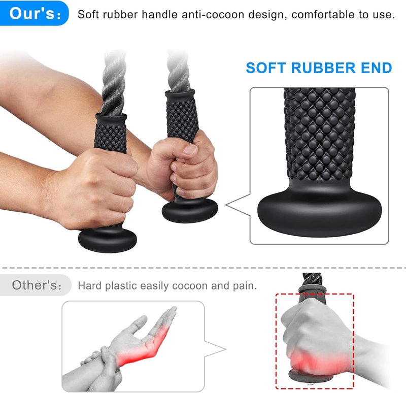 Kipika Tricep Pull Down Attachment - Cable Machine Accessory for Home Gym | Durable Pulley System Fitness Equipment