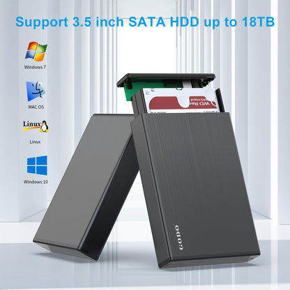 GODO USB 3.0 to 3.5 Inch Hard Drive Enclosure, Vertical External Hard Drive Docking with Stand for 3.5 inch SATA HDD SSD, Aluminum Alloy Drive Case Support Up to 18TB with UASP,Power Adapter