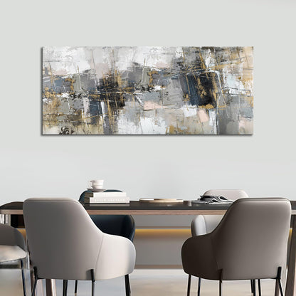 FajerminArt Large Framed Canvas Wall Art Abstract Grey Painting on Canvas Printed Picture Poster Wall Art for Living Room Bedroom Wall Decor Ready To Hang 20" x 48"/ 120cm x 50cm