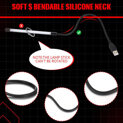 2 Pieces USB LED Light for Laptop Keyboard Gooseneck Light Computer Lamp Flexible Stick Dimmable LED Lamp Touch Switch for Reading Book(Black)