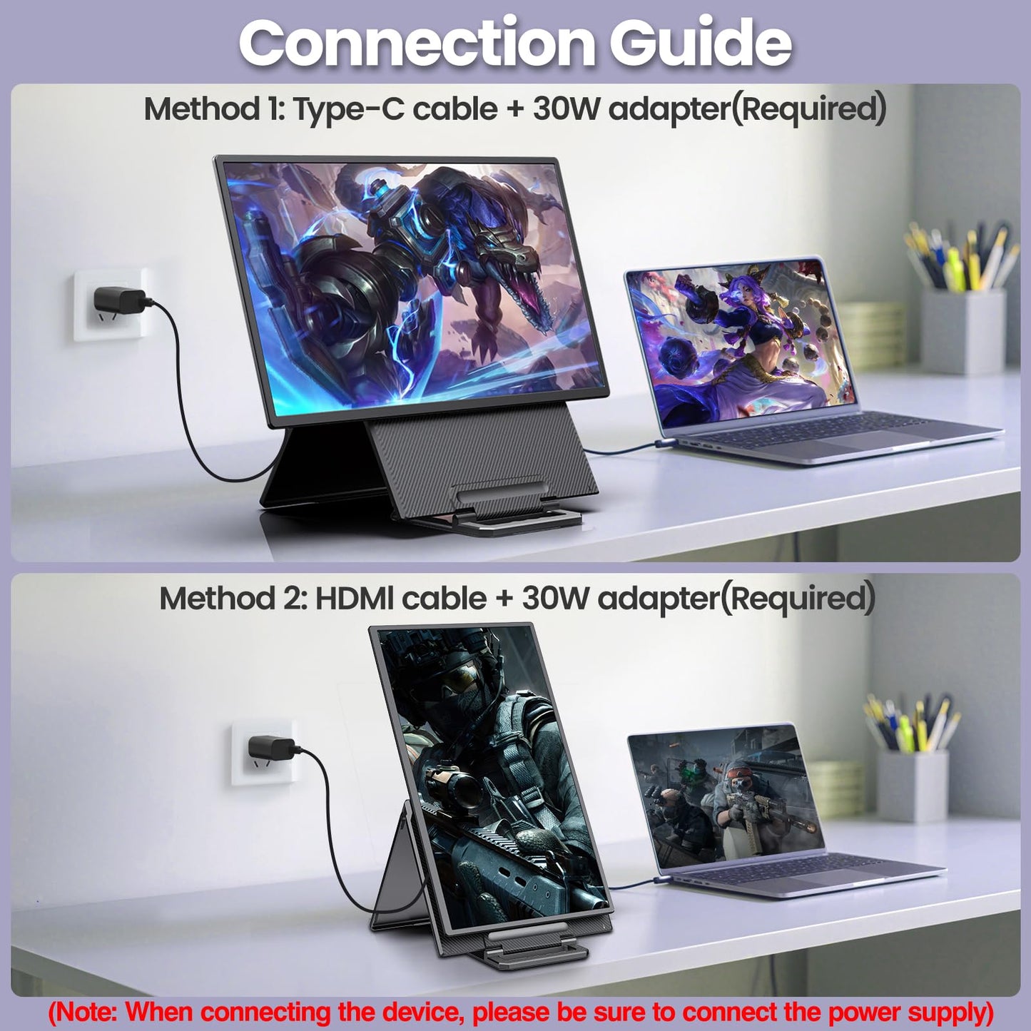 23.8'' Portable Monitor,FHD 1080P 100Hz IPS Laptop Screen Extender,USB-C HDMI Large Office Gaming Second Monitor Extender with Detachable Stand for Mac Windows PS5 Xbox Switch(Built-in Speakers)