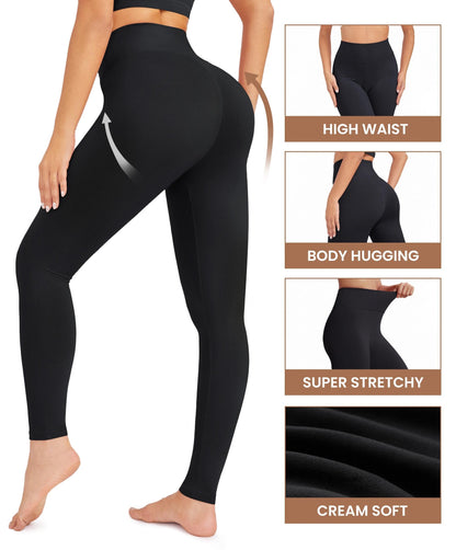 VALANDY Creamlush 3 Pack Leggings for Women High Waisted Tummy Control Leggings Buttery Soft Yoga Pants（S-3XL）