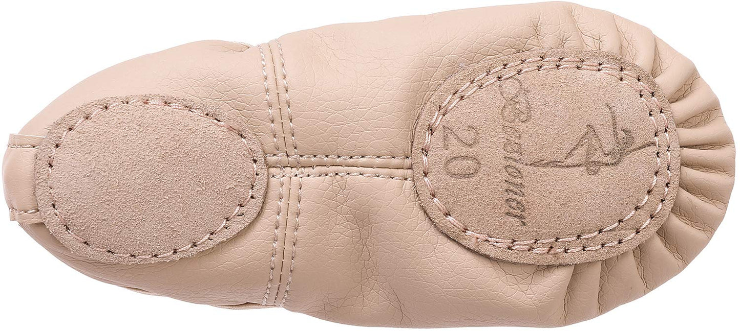 Ballet Shoes Leather Ballet Flats Split Sole Dance Slippers for Girls Toddlers Women Beige 9 UK Child (27 EU)