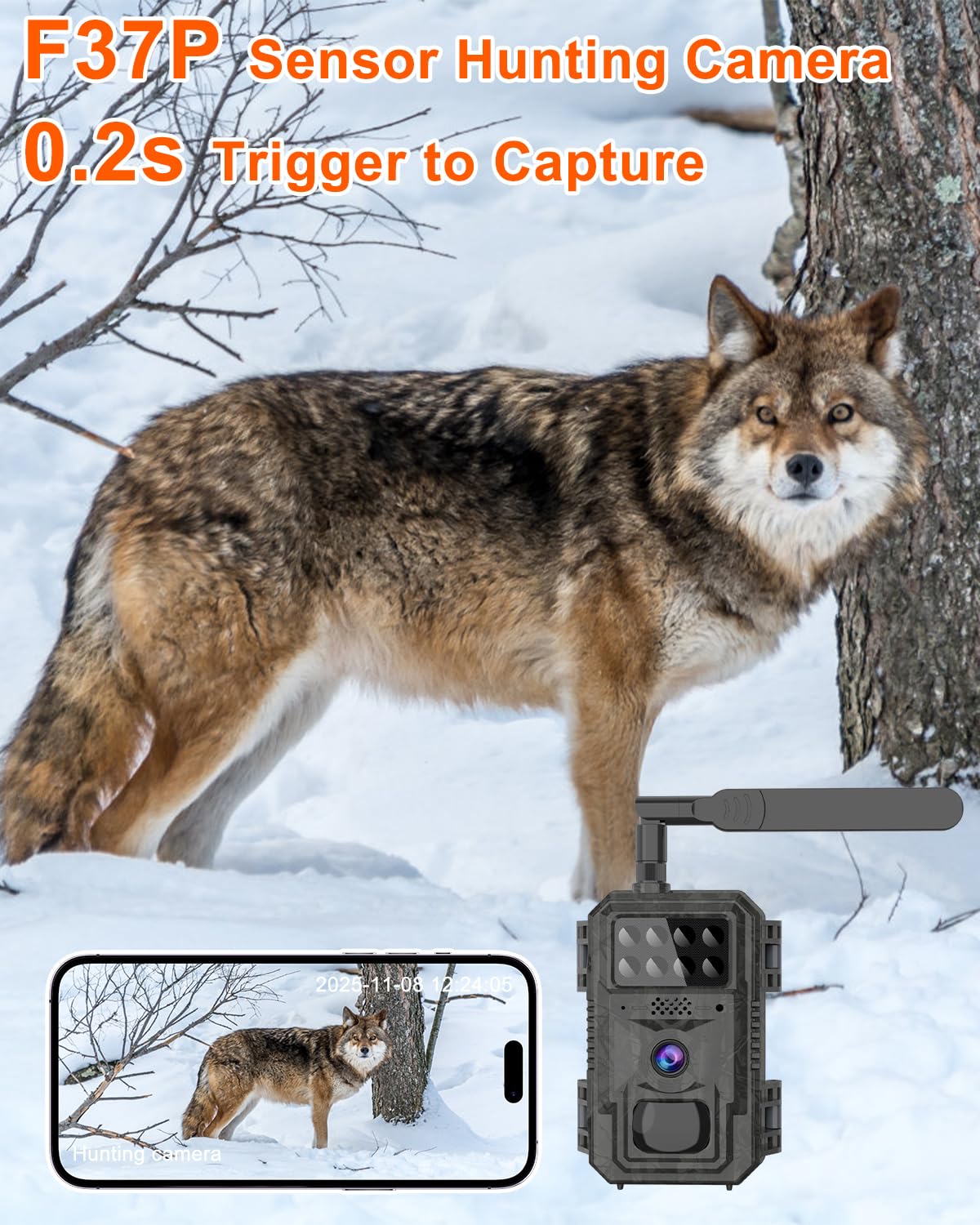 Vatony 4G Cellular Trail Camera-with 4K 48MP Wide Angle 120 Degree,Night Vision up to 100FT, Solar Powered Hunting Camera with SD Storage, IP68 Waterproof, Motion Activated Wildlife Camera