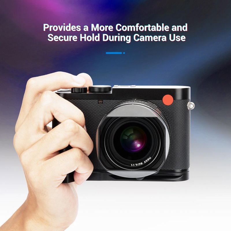 JJC Metal Hand Grip Handgrip Secure Handle Bracket for Leica Q3/Q3 43 Cameras, Anti-Slip Pads, Arca Swiss Quick Release Plate, 1/4"-20 Tripod Hole & Hand Strap Hole, No Effect on Battery & Card Use
