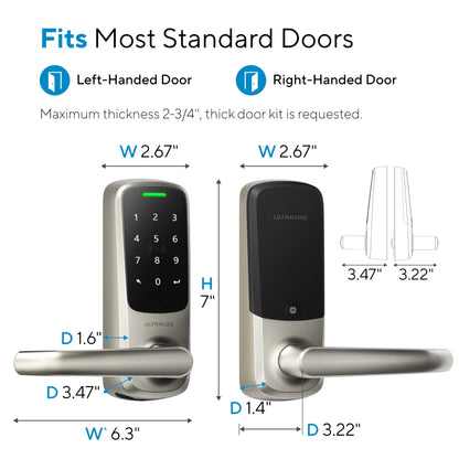 ULTRALOQ Latch 5 World's First Built-in WiFi Smart Lock with Fingerprint, 5-in-1 Keyless Entry Door Lock with Touch Digital Keypad, App Control, Black