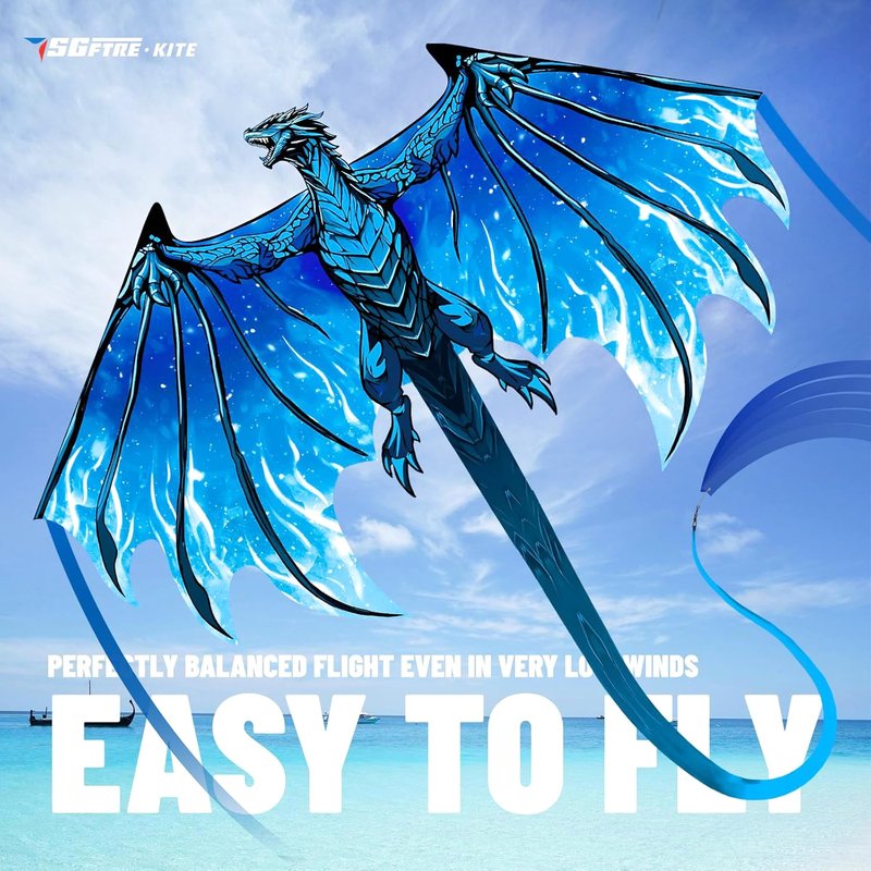 SGftre Complete Kite with Handle, Line & Accessories,Easy to Fly for Kids & Adults, Perfect for Beach, Park, Family Outdoor Activities (Speed Dragon B, 1)