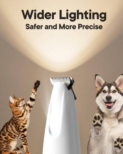 FURBONA Upgraded Dog Paw Trimmer with LED Light, 18 mm Widen Blade, 35 dB Low Noise, LED Display, Fully Waterproof, Rechargeable Clipper for Dogs Cats Trimming Paws, Eyes, Ears, Face, and Rump