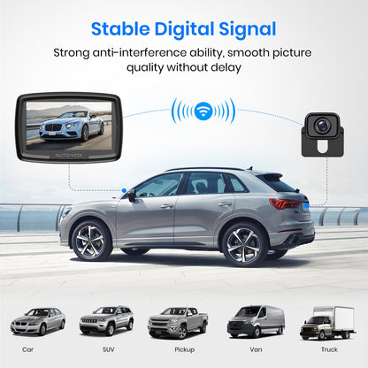 AUTO-VOX CS-2 Wireless Backup Camera with 4.3" Car Monitor, Easy Install Stable Digital Signal Back Up Camera System, Super Night Vision Reverse Cam for Truck, SUV, Van, Trailer