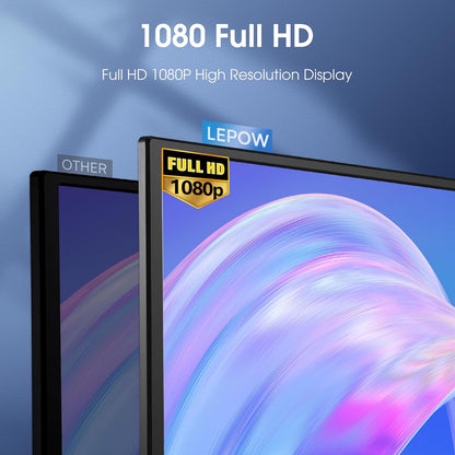 Lepow Portable Monitor 15.6 Inch 2024 C2 Series FHD 1080P USB C HDMI Computer Display IPS Screen with Dual Speakers for Laptop PC PS4 Xbox Phone with Foldable Kickstand, Midnight Black