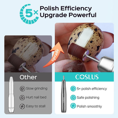 COSLUS Electric Nail Drill File Professional: for Acrylic Gel Dip Powder Nails Portable Nail Machine Kit Manicure Pedicure Tools Polishing Set with Nail Drill Bits Sanding Bands
