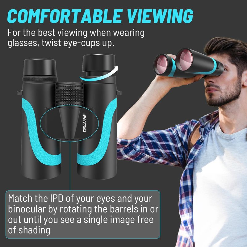 15x55 UHD Binoculars for Adults High Powered with Phone Adapter - Large View, BAK4 Prism, Waterproof, Lightweight for Bird Watching, Hunting, Cruise, Travel, Camping (Blue)