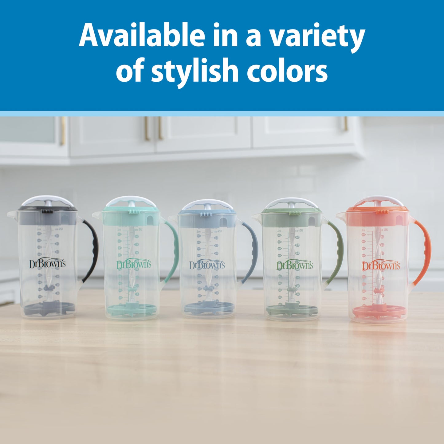 Dr. Brown's Baby Formula Mixing Pitcher with Adjustable Stopper, Locking Lid & No Drip Spout, Black, BPA Free, 36oz, 1 Pack