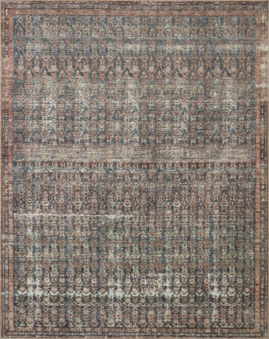 Loloi Amber Lewis Billie Collection, Ocean & Brick 5'-0" x 7'-6" Area Rug – Antique & Distressed Accent Rugs for Living Room, Bedroom, Entryway & Hallway, No Shed High Traffic Area Home Decor Rug