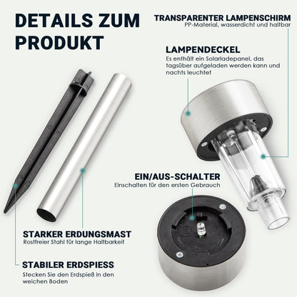 GIGALUMI Solar Lights Outdoor Waterproof, 12 Pack, Stainless Steel LED Solar Garden Lights for Patio, Lawn, Yard and Landscape, Cold White